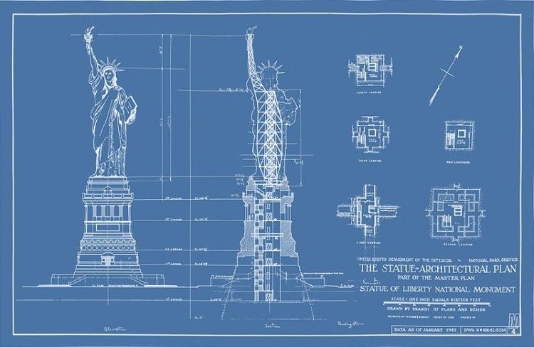 Statue of Liberty original blueprint. 